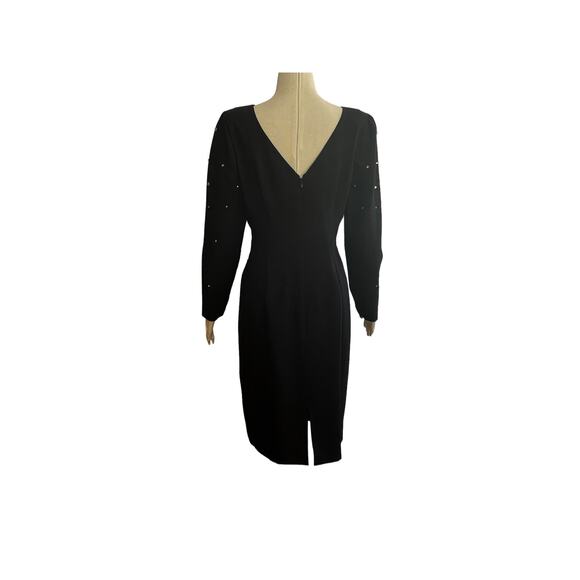 1980s Morton Myles Warrens Black White Rhinestones Studded Cocktail Sheath Dress - Picture 3 of 6